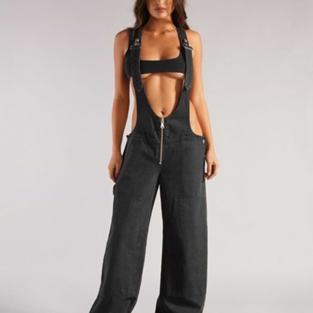 REVICE DENIM PLUNGE OVERALLS SIZE 25